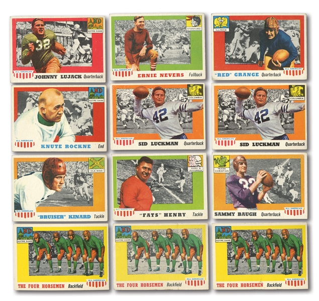 1955 TOPPS ALL-AMERICAN FOOTBALL LOT OF (41) WITH (3) FOUR HORSEMEN #68 PLUS SEVERAL HOFERS & ROOKIES